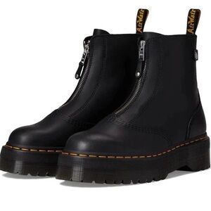 Dr. Martens Jetta Black Sendal Leather Zip Front Platform Boots Women's Sz 5 NEW